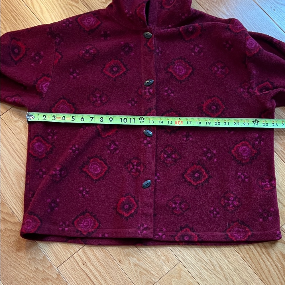 Sigrid Olsen Burgundy fleece jacket with unique buttons size large oversized - Picture 6 of 9